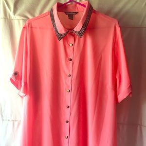 🌷CORAL SHORT SlEEVE (PLUS SIZE BLOUSE)🌷